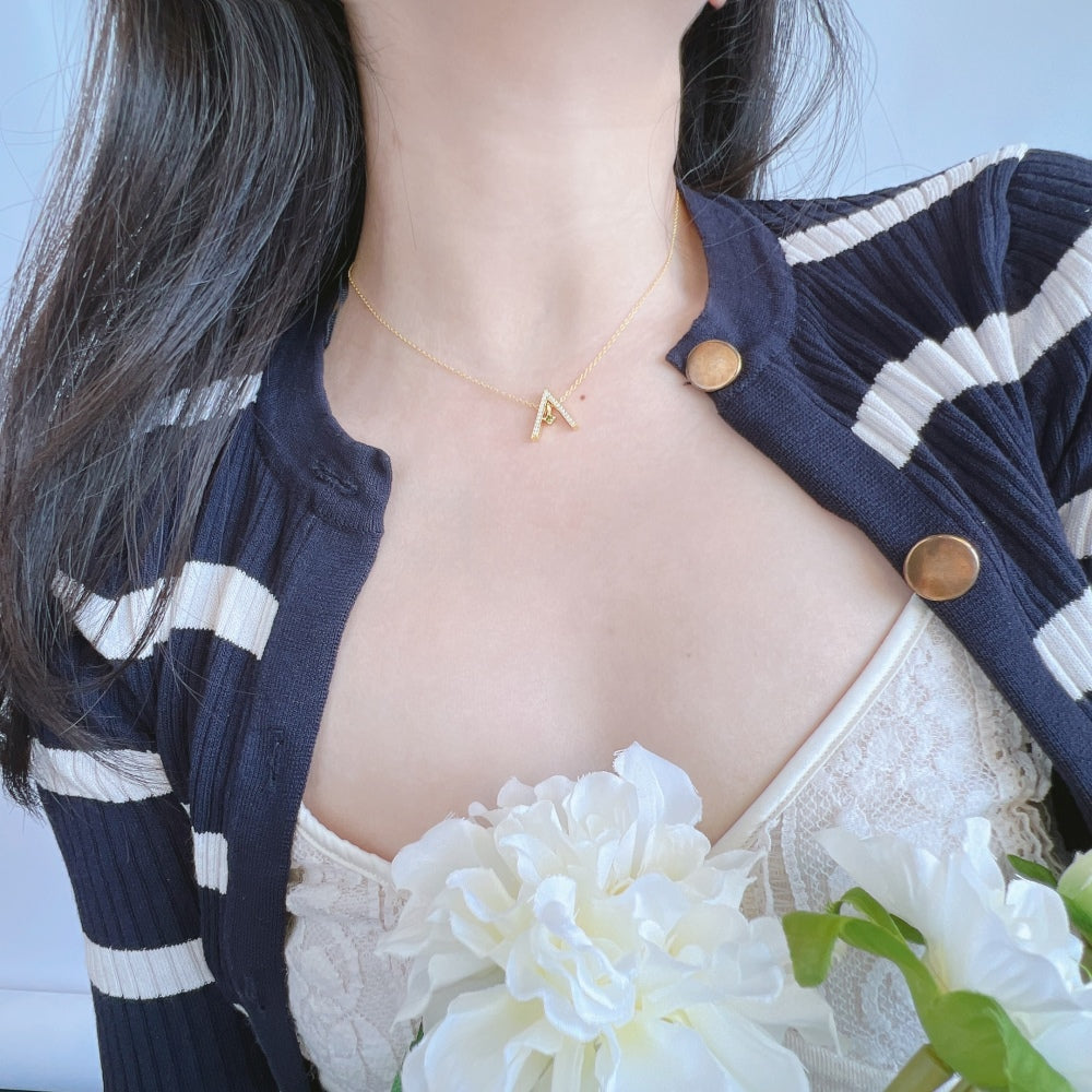 [Bloom]Sparkling "A" Shape Necklace