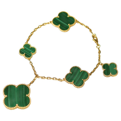 [Bloom]MAGIC CLOVER MALACHITE GOLD BRACELET 5 MOTIFS