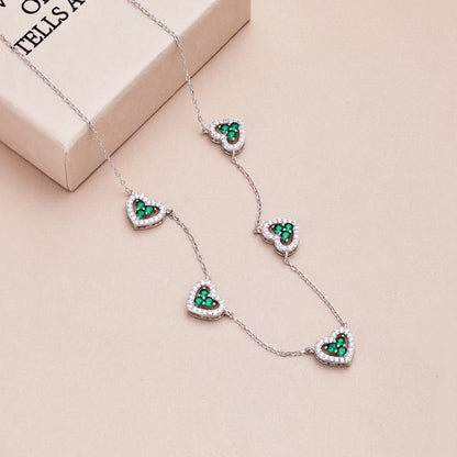 [Bloom]Sparkling Five Heart Necklace