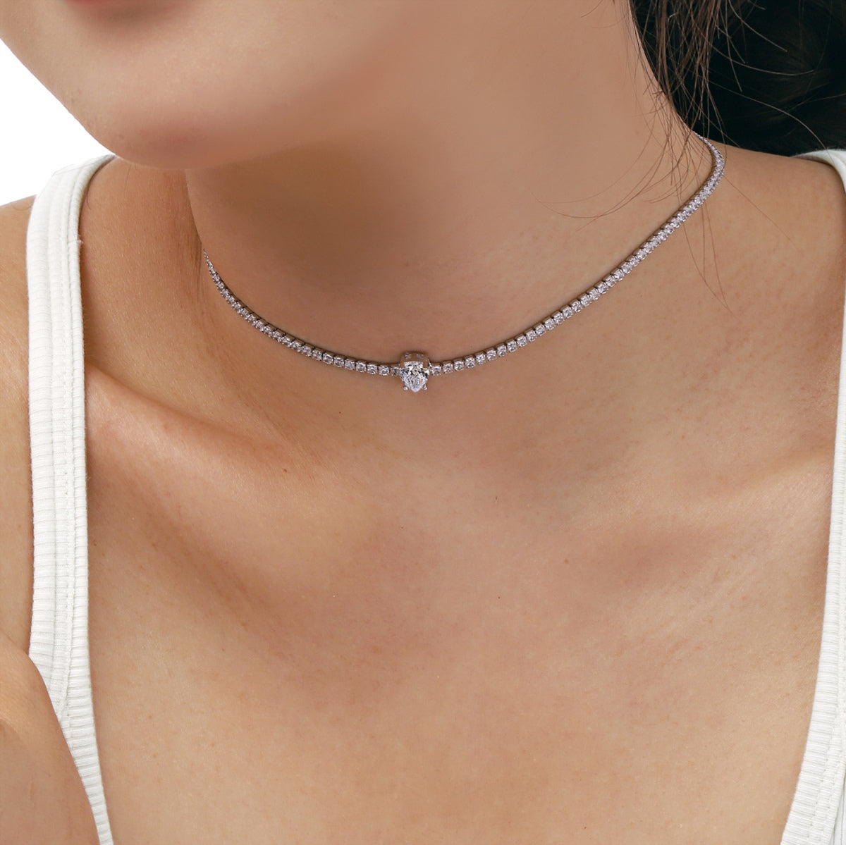 [Bloom]1.0 carat Unique Pear Cut Tennis Necklace