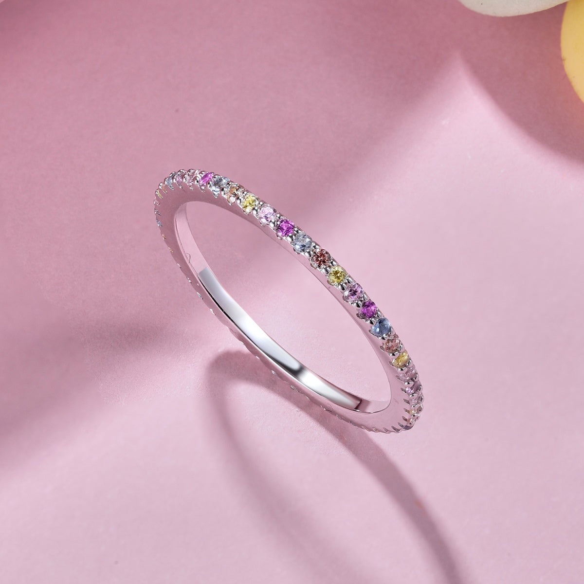 [Bloom]Ornate Colorful Round Cut Tennis Ring