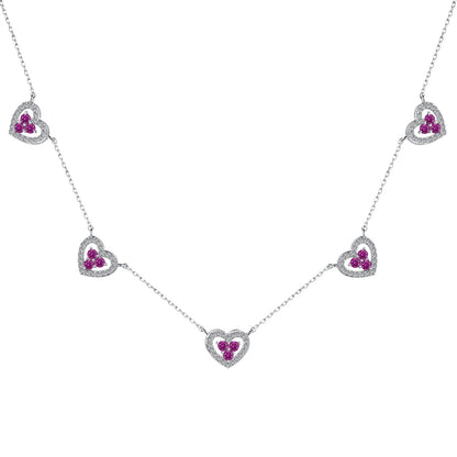 [Bloom]Sparkling Five Heart Necklace