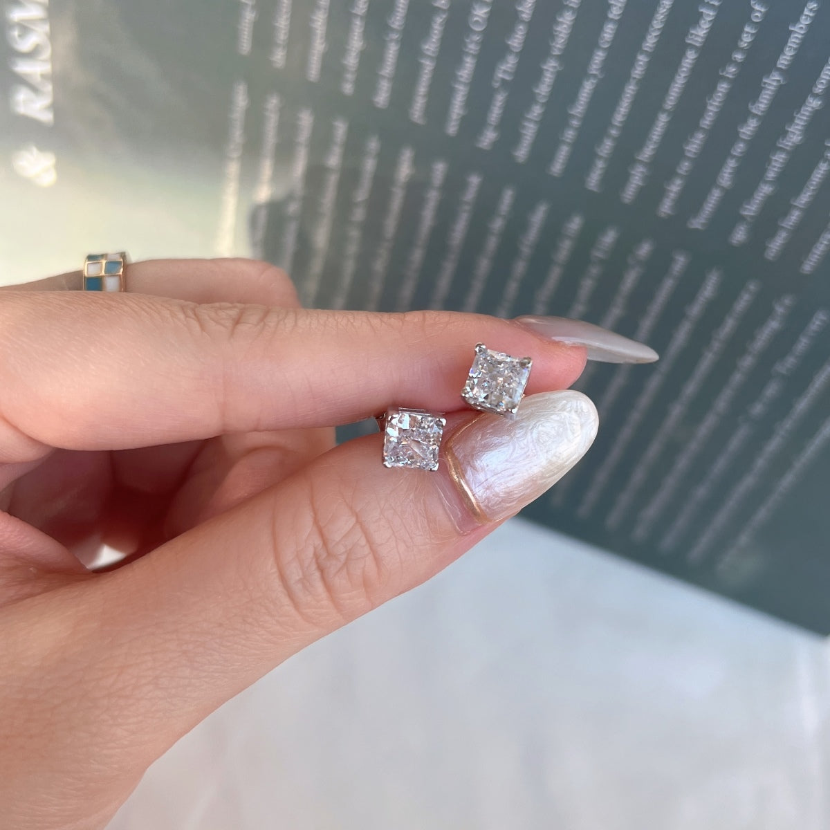 [Bloom]1.0 Carat Radiant Princess Cut Wedding Earrings