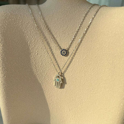 [Bloom]Demon Eye Hamsa Palm Necklace