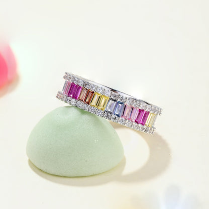 [Bloom]Dainty Kaleidoscopic Emerald Cut Daily Ring