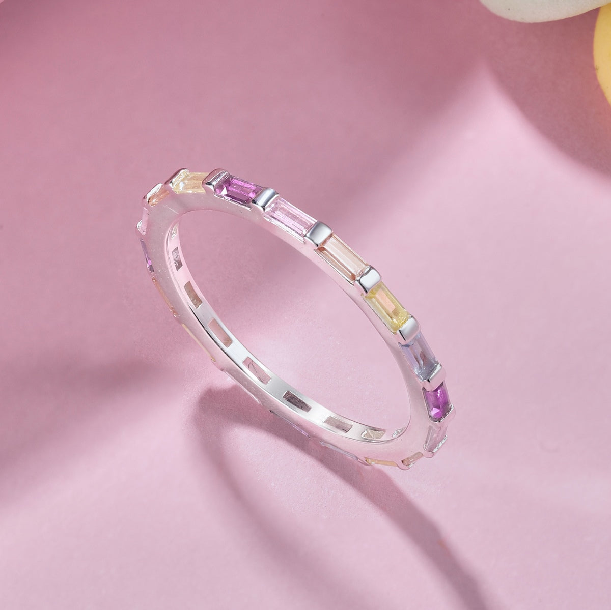 [Bloom]Exquisite Multicolored Emerald Cut Daily Ring