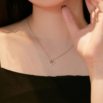 [Bloom]Exquisite Flower Shape Princess Cut Necklace