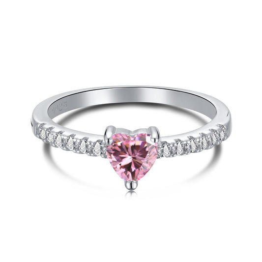 [Bloom]0.5 Carat CaratEternity Charming Heart Shape Lover Ring