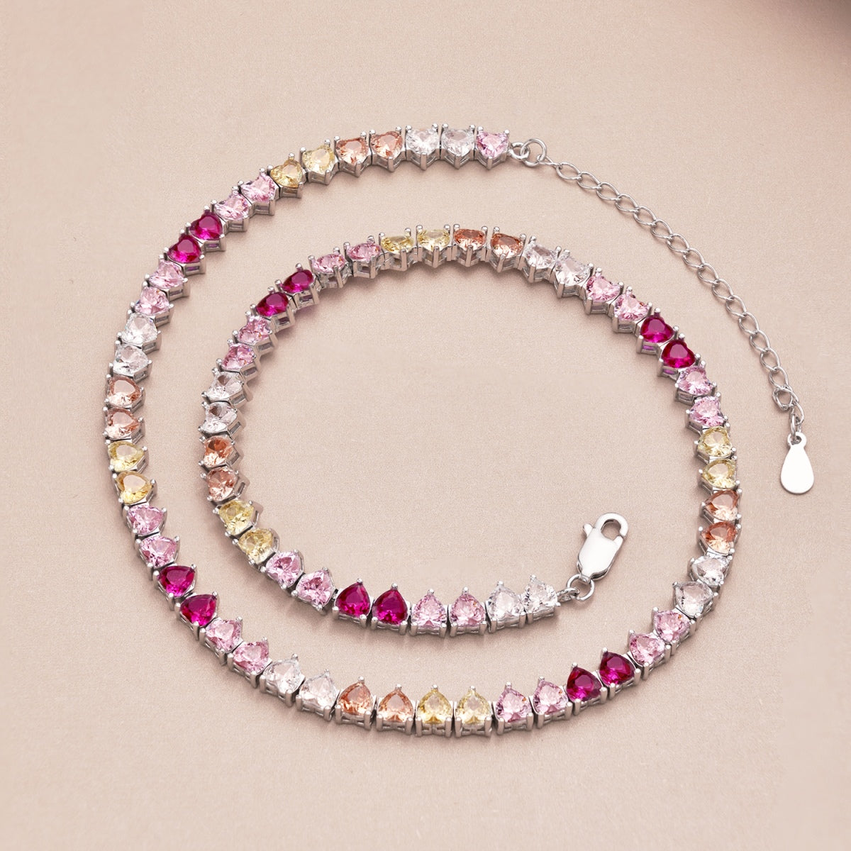 [Bloom]Sparkling Colorful Full Heart Tennis Necklace