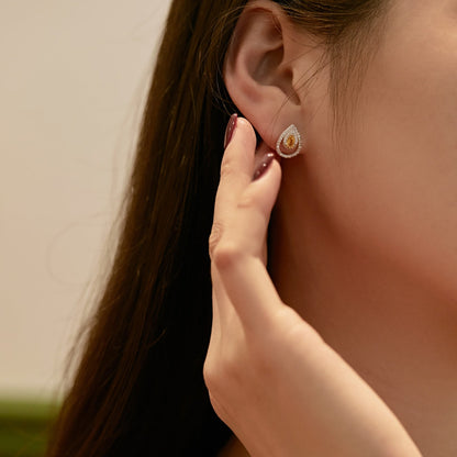 [Bloom]Sparkling Delicate Water Drop Shape Daily Earrings