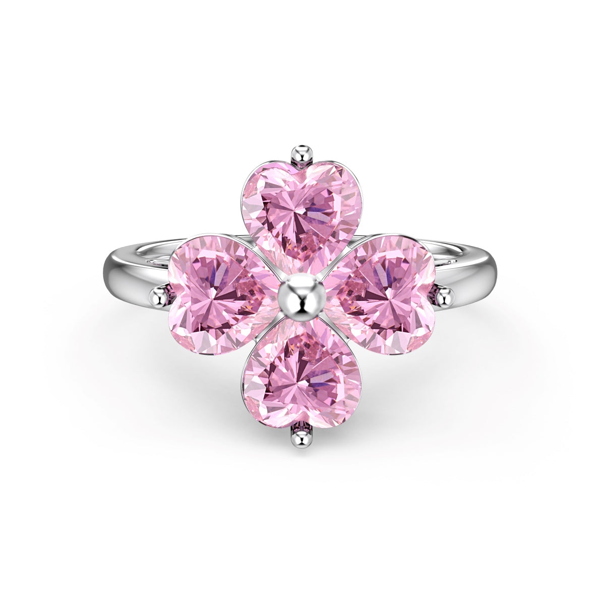 [Bloom]Heart-shaped Four-Leaf Clover Ball Ring