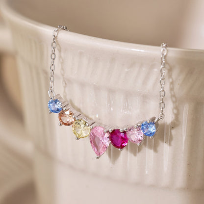 [Bloom]Dainty Colorful Heart Necklace