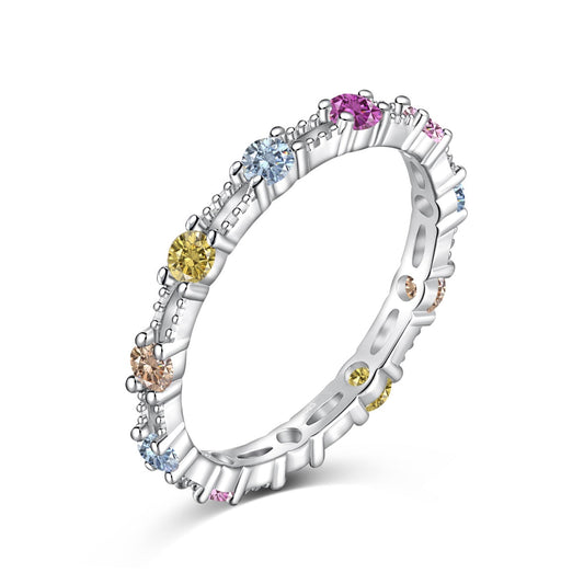 [Bloom]Sparkling Colorful Round Cut Tennis Ring