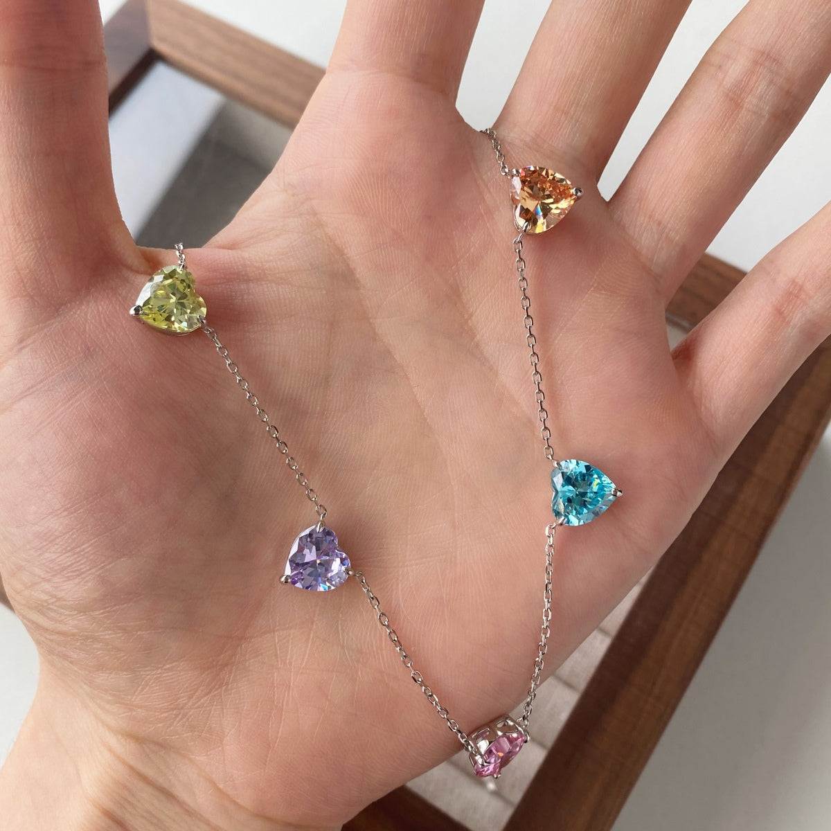 [Bloom]Sparkling Colorful Heart Cut Necklace