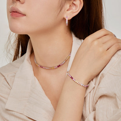 [Bloom]Delicate Colorful Tennis Necklace