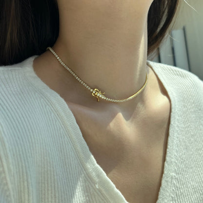 [Bloom]Delicate Round Shape Tennis Necklace