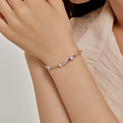 [Bloom]Romantic Heart Shape Round Cut Lover Bracelet