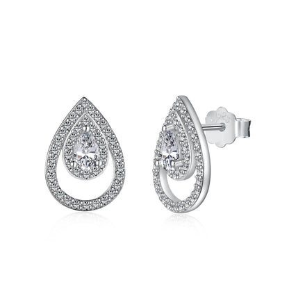 [Bloom]Sparkling Delicate Water Drop Shape Daily Earrings