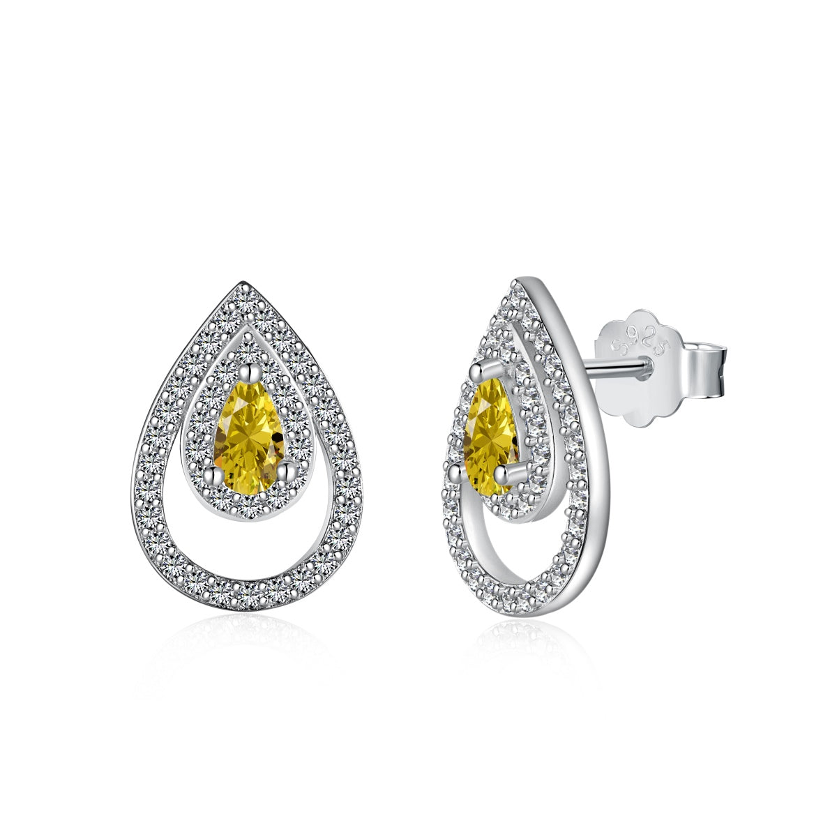 [Bloom]Sparkling Delicate Water Drop Shape Daily Earrings