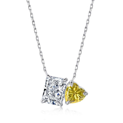 [Bloom]Dazzling Square & Heart Shape Necklace