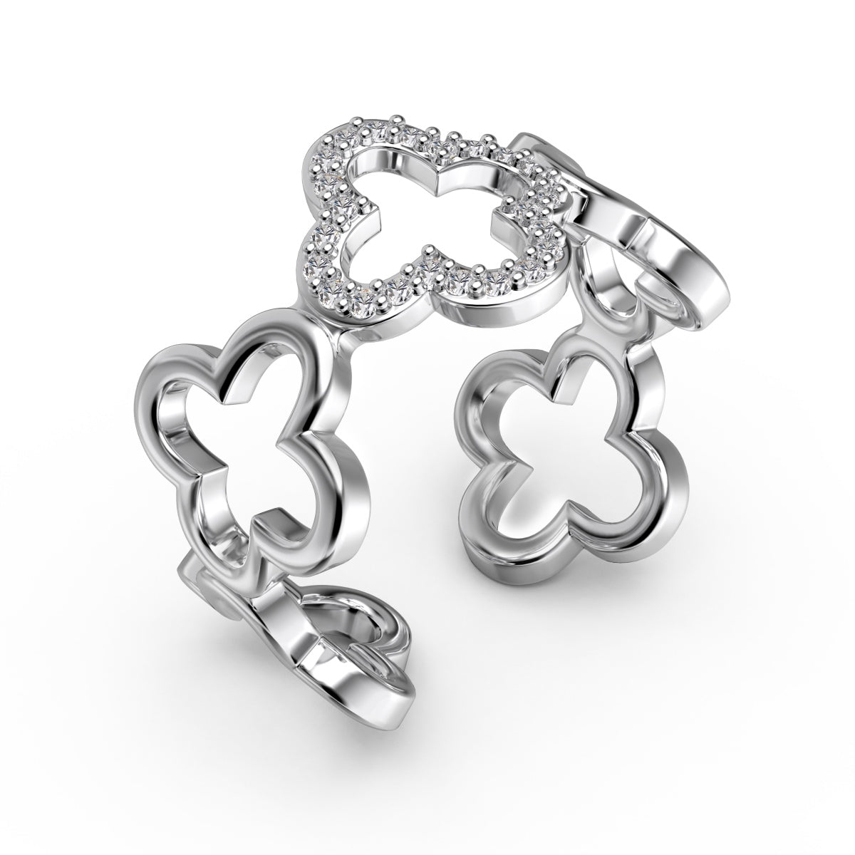 [Bloom]Hollow Design Four-Leaf Clover Flower Shape Ring