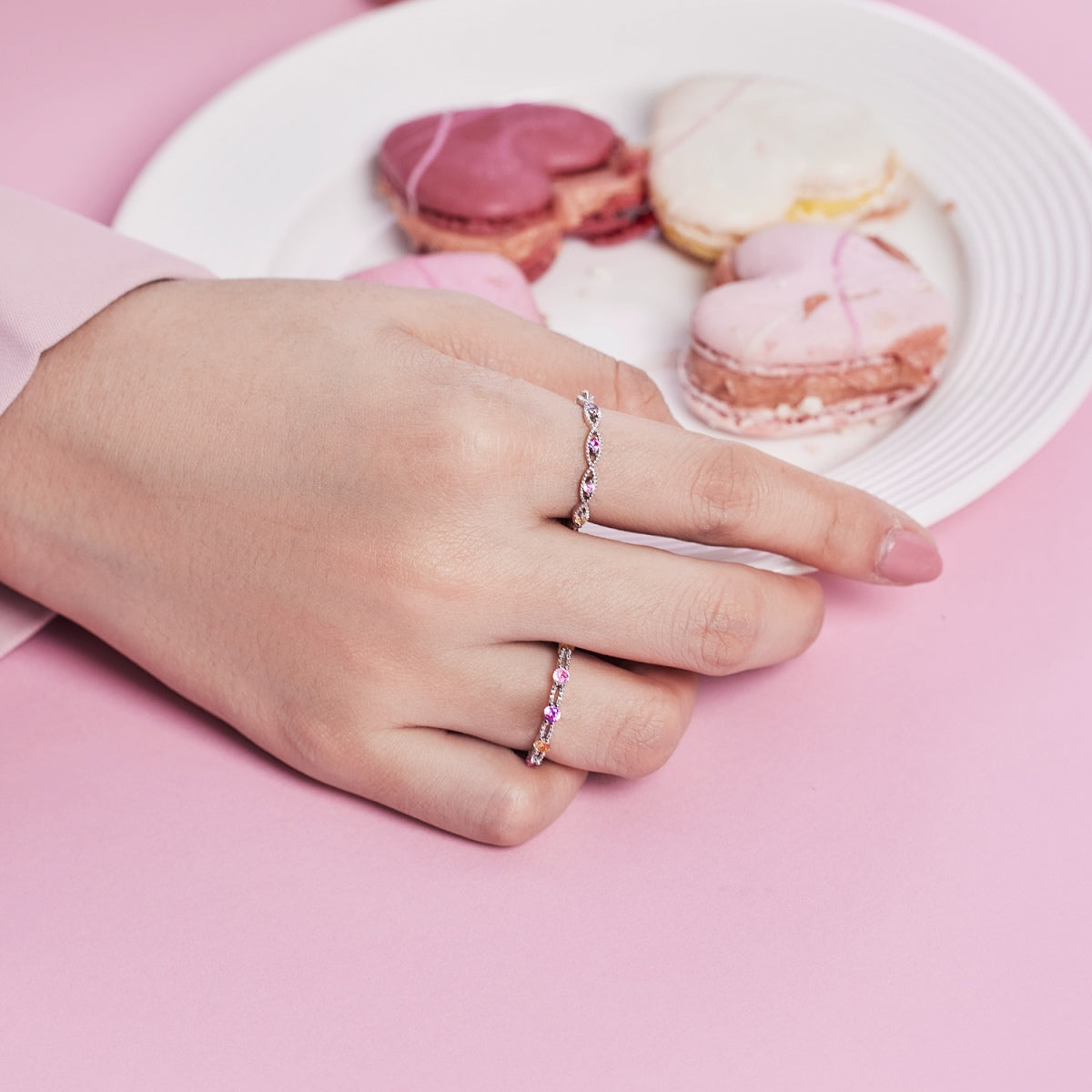 [Bloom]Sparkling Colorful Round Cut Tennis Ring