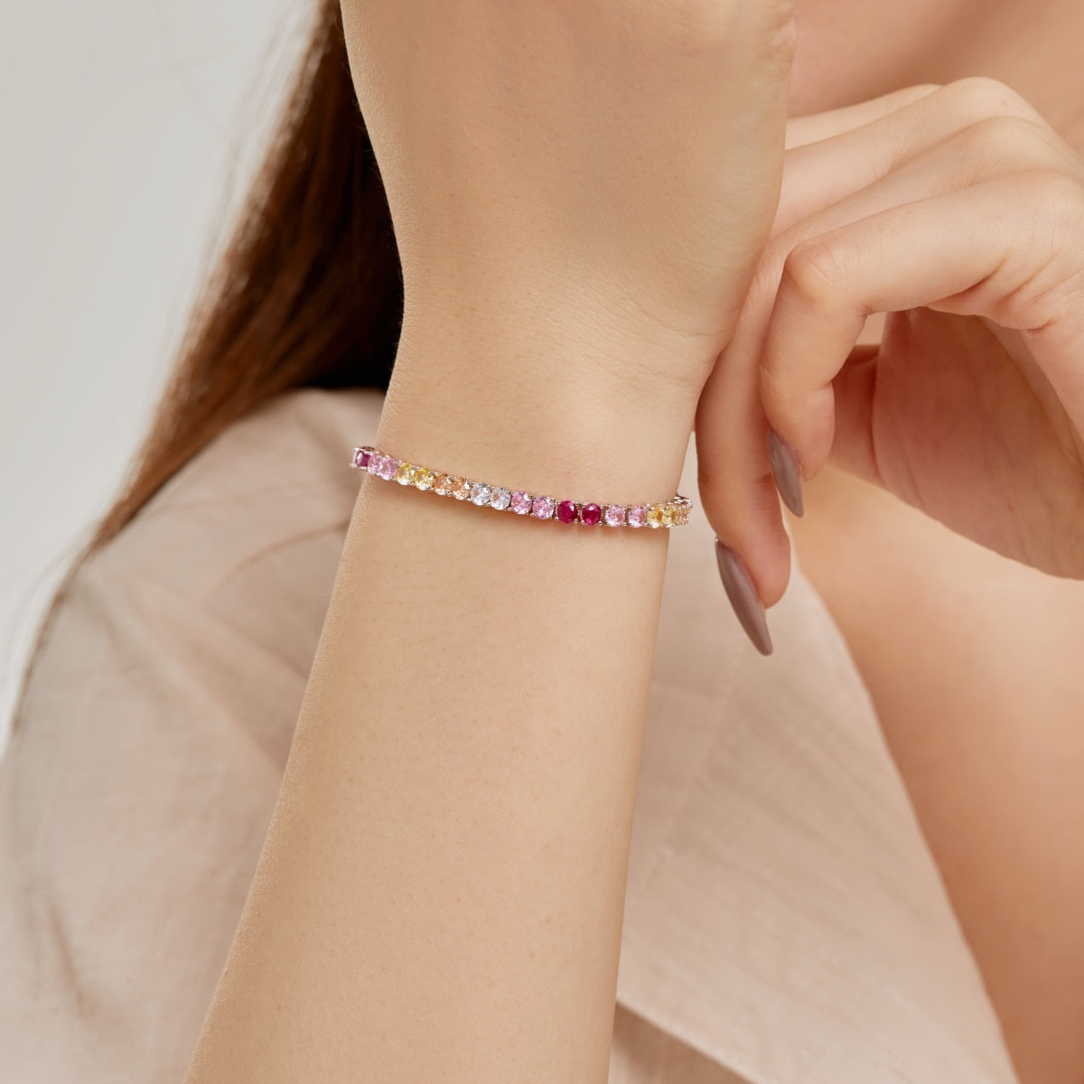 [Bloom]Radiant Colorful Round Cut Tennis Bracelet