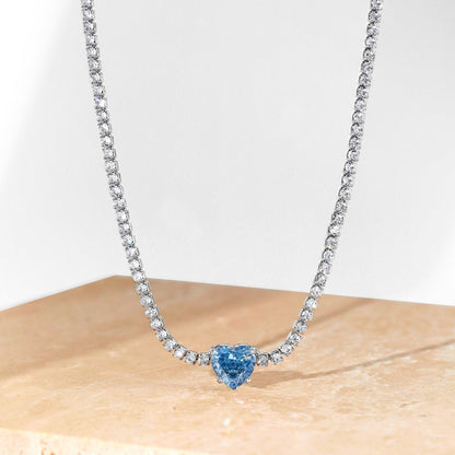 [Bloom]2.0 Carat Sparkling Tennis Heart Cut Necklace