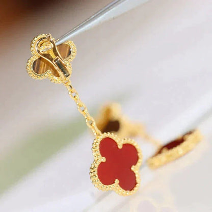 [Bloom]CLOVER  2 MOTIF  TIGER EYE CARNELIAN EARRINGS