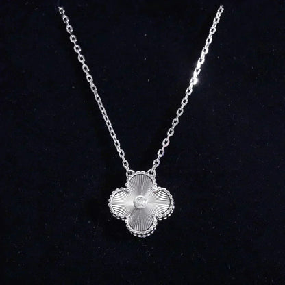 [Bloom]CLOVER  15MM DIAMOND LASER NECKLACE SILVER