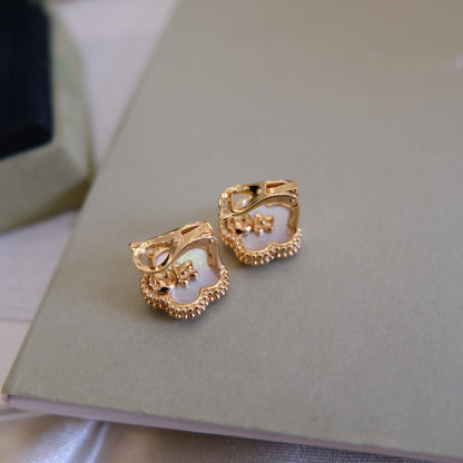 [Bloom]LUCKY PINK GOLD WHITE MOP EARRINGS