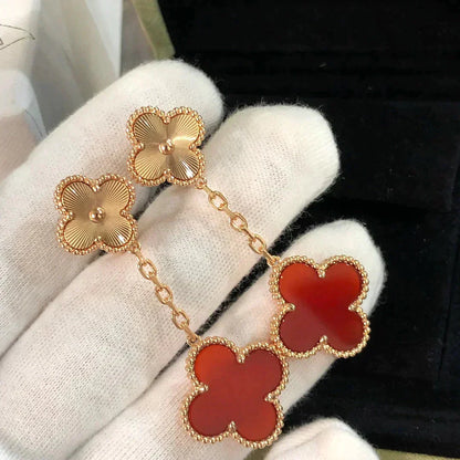 [Bloom]CLOVER 2 MOTIF  LASER CARNELIAN EARRINGS