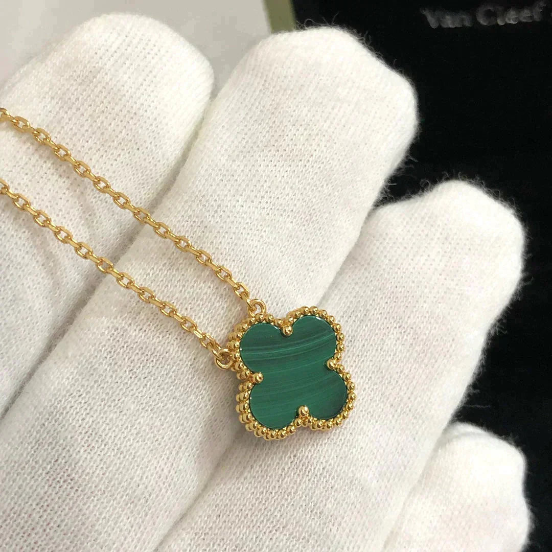 [Bloom]CLOVER 15MM MALACHITE SINGLE FLOWER  NECKLACE