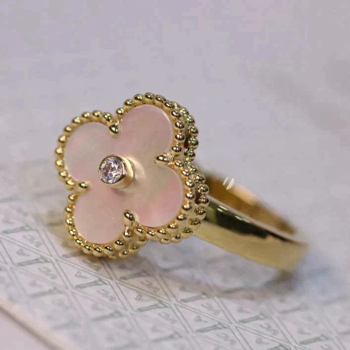 [Bloom]CLOVER PINK MOP RING GOLD DIAMOND