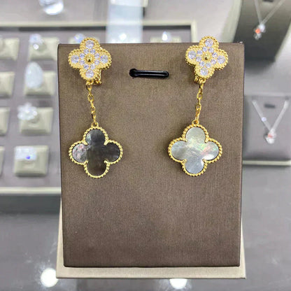 [Bloom]CLOVER  2 MOTIFS  DIAMOND  EARRINGS (MULTIPLE CHOICESç´