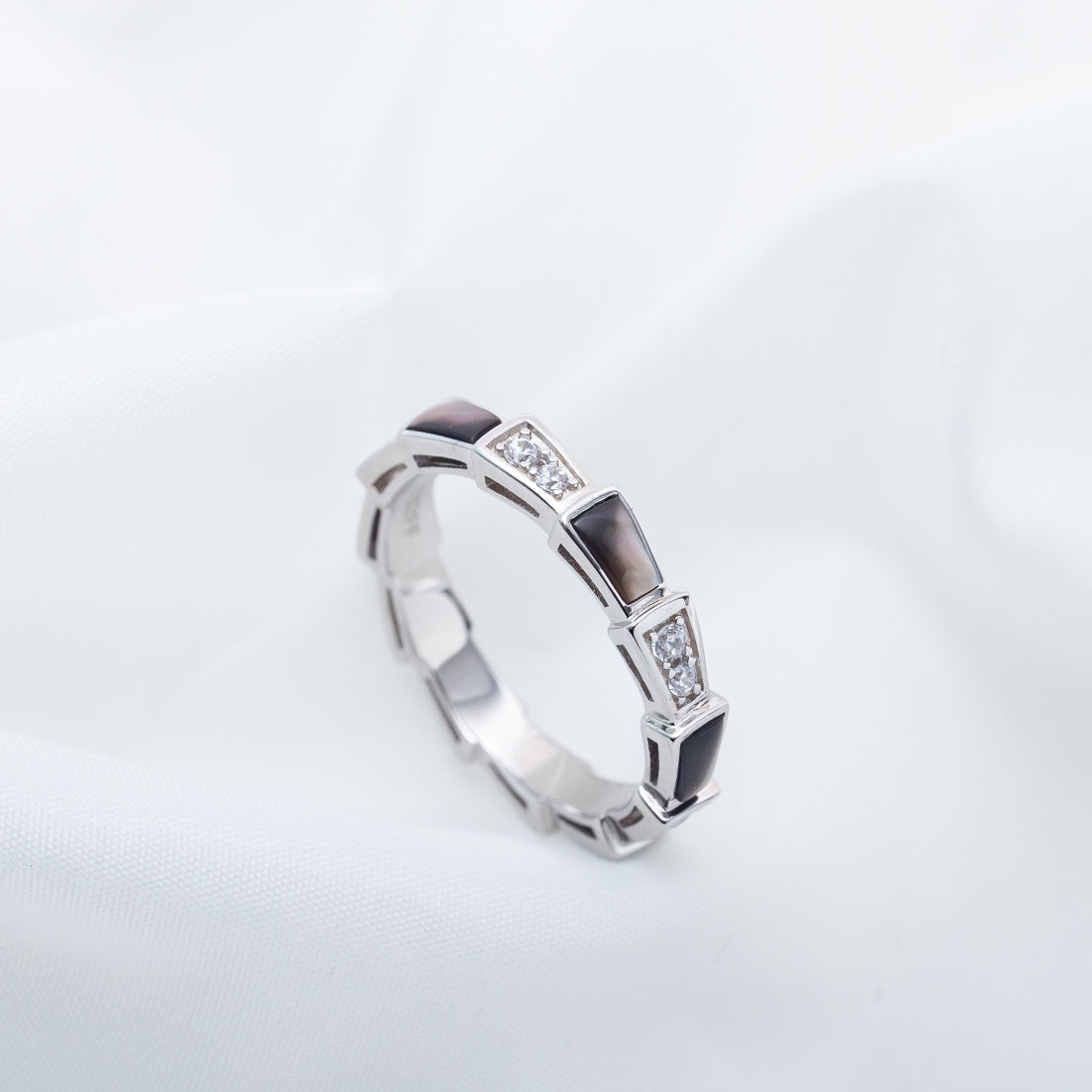 [Bloom]SERPENTI RING SILVER  DIAMOND BLACK MOP 3MM