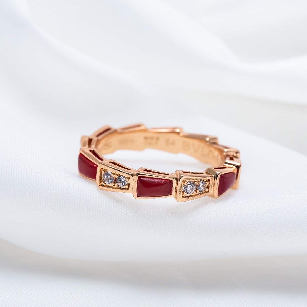 [Bloom]SERPENTI RING PINK GOLD CARNELIAN DIAMOND 3MM