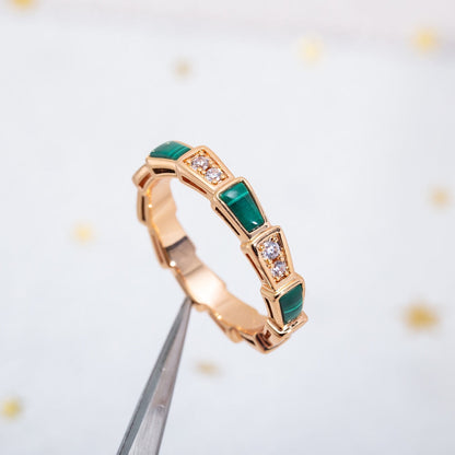 [Bloom]SERPENTI RING PINK GOLD MALACHITE DIAMOND 3MM