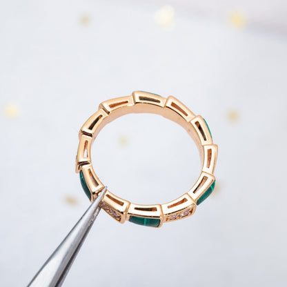 [Bloom]SERPENTI RING PINK GOLD MALACHITE DIAMOND 3MM