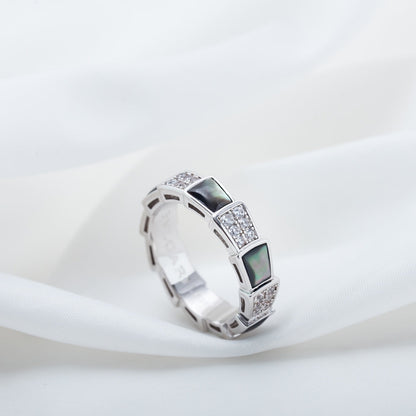 [Bloom]SERPENTI RING SILVER DIAMOND BLACK MOP 4MM