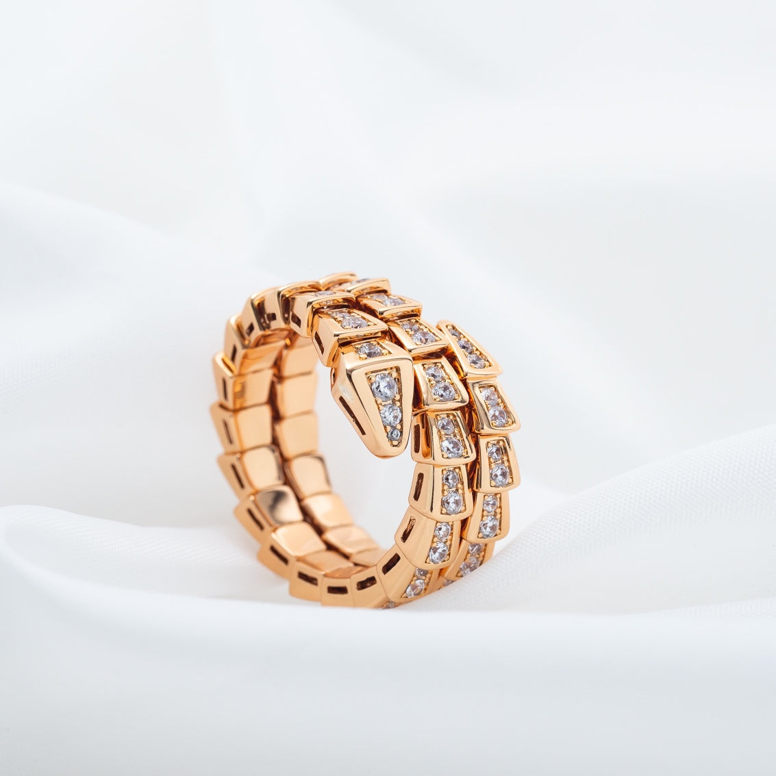 [Bloom]SERPENTI RING PINK GOLD DIAMOND DOUBLE ROW