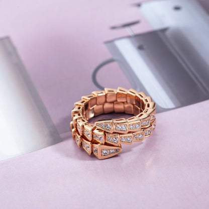 [Bloom]SERPENTI RING PINK GOLD DIAMOND DOUBLE ROW