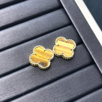 [Bloom]CLOVER MEDIUM 1 MOTIFS TIGER EYE EARRINGS