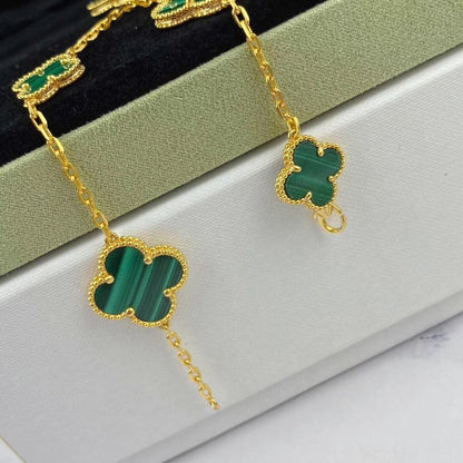 [Bloom]MAGIC CLOVER MALACHITE GOLD BRACELET 5 MOTIFS