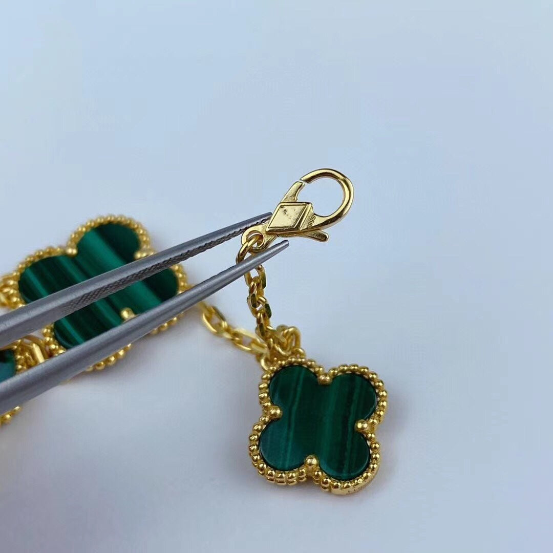 [Bloom]MAGIC CLOVER MALACHITE GOLD BRACELET 5 MOTIFS