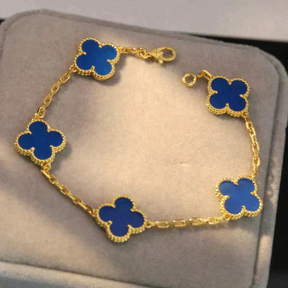 [Bloom]CLOVER 5 MOTIFS BLUE AGATE BRACELET