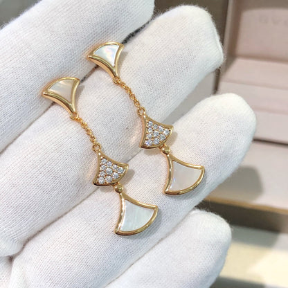 [Bloom]DREAM EARRINGS 3 MOTIFS DIAMOND MOP PINK GOLD