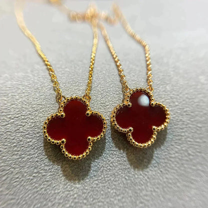 [Bloom]CLOVER 15MM CARNELIAN SINGLE FLOWER NECKLACE