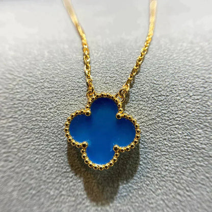 [Bloom]CLOVER 15MM BLUE AGATE NECKLACE