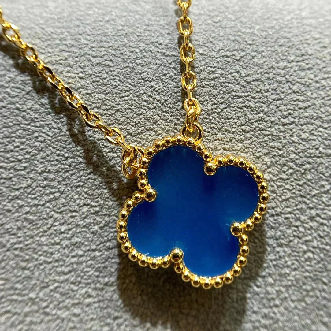 [Bloom]CLOVER 15MM BLUE AGATE NECKLACE